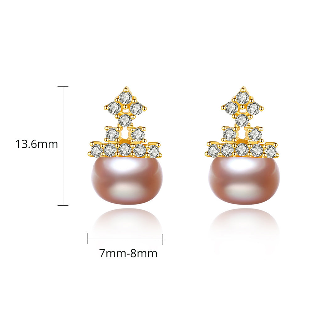 925 Sterling Silver Natural Pearl Drop Earrings Fashion Jewelry Gift for Women Girls