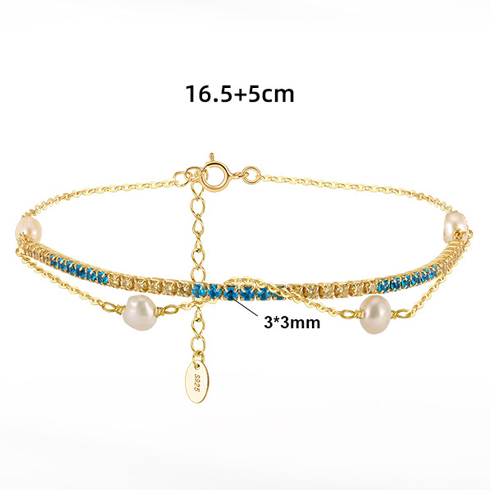 925 Sterling Silver Pearl Bracelet Fashion Jewelry Gift for Women Girls