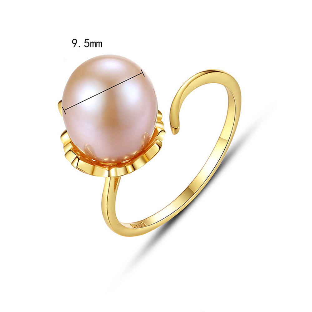 Anillo de perla natural de plata de ley 925, joyería de moda, regalo para mujeres y niñas.