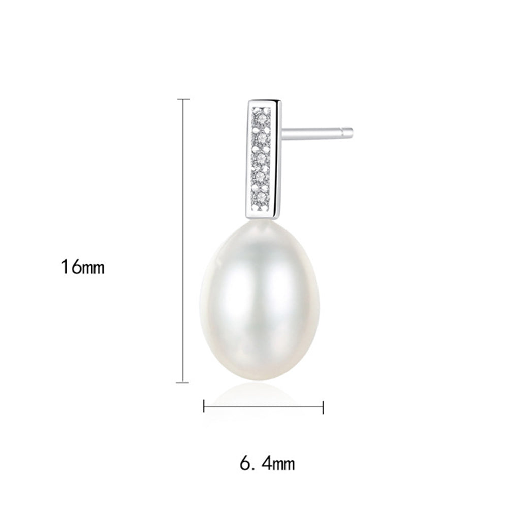925 Sterling Silver Natural Pearl Drop Earrings Fashion Jewelry Gift for Women Girls