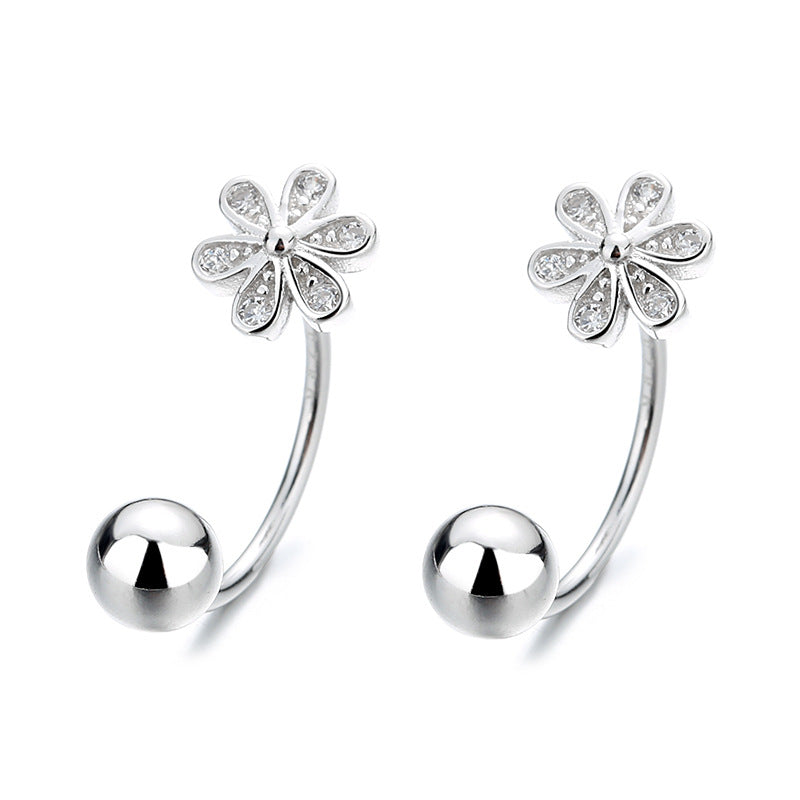 925 Sterling Silver Flower Screwed Earrings