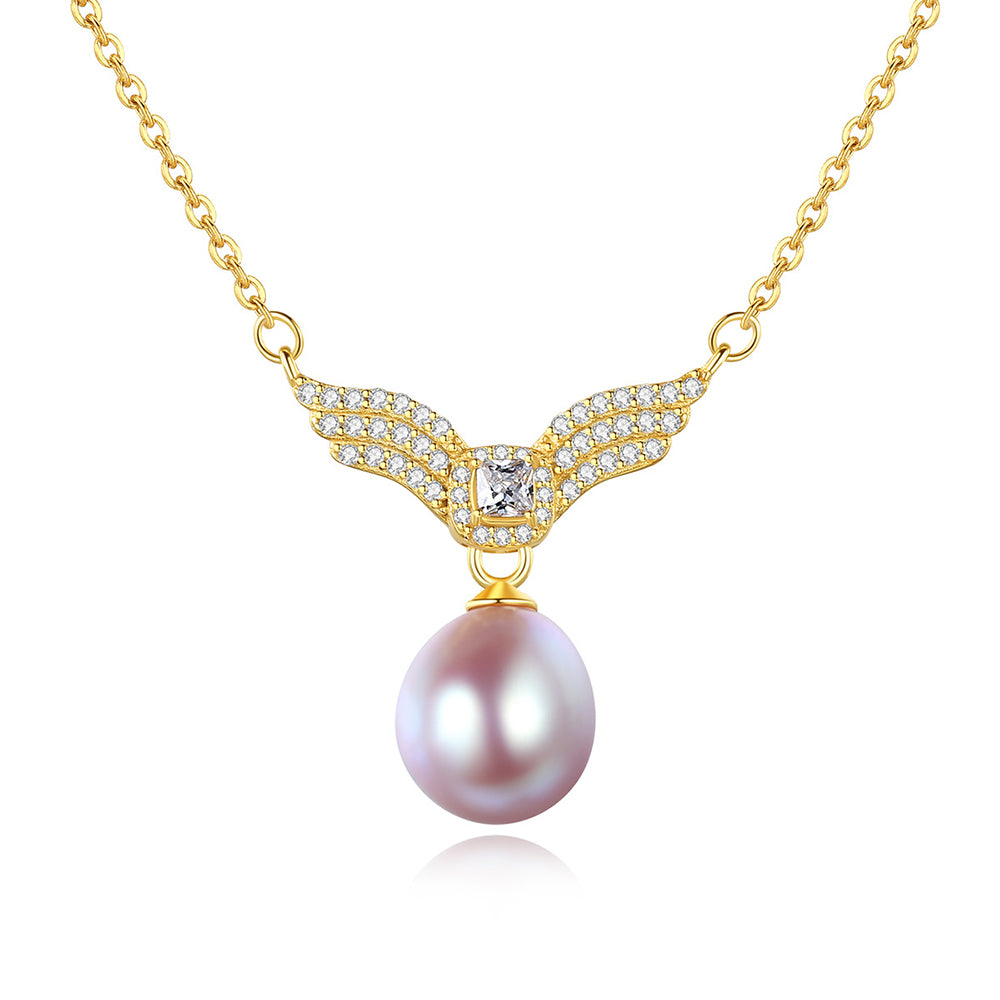 925 Sterling Silver Natural Pearl Drop Necklace Fashion Jewelry Gift for Women Girls