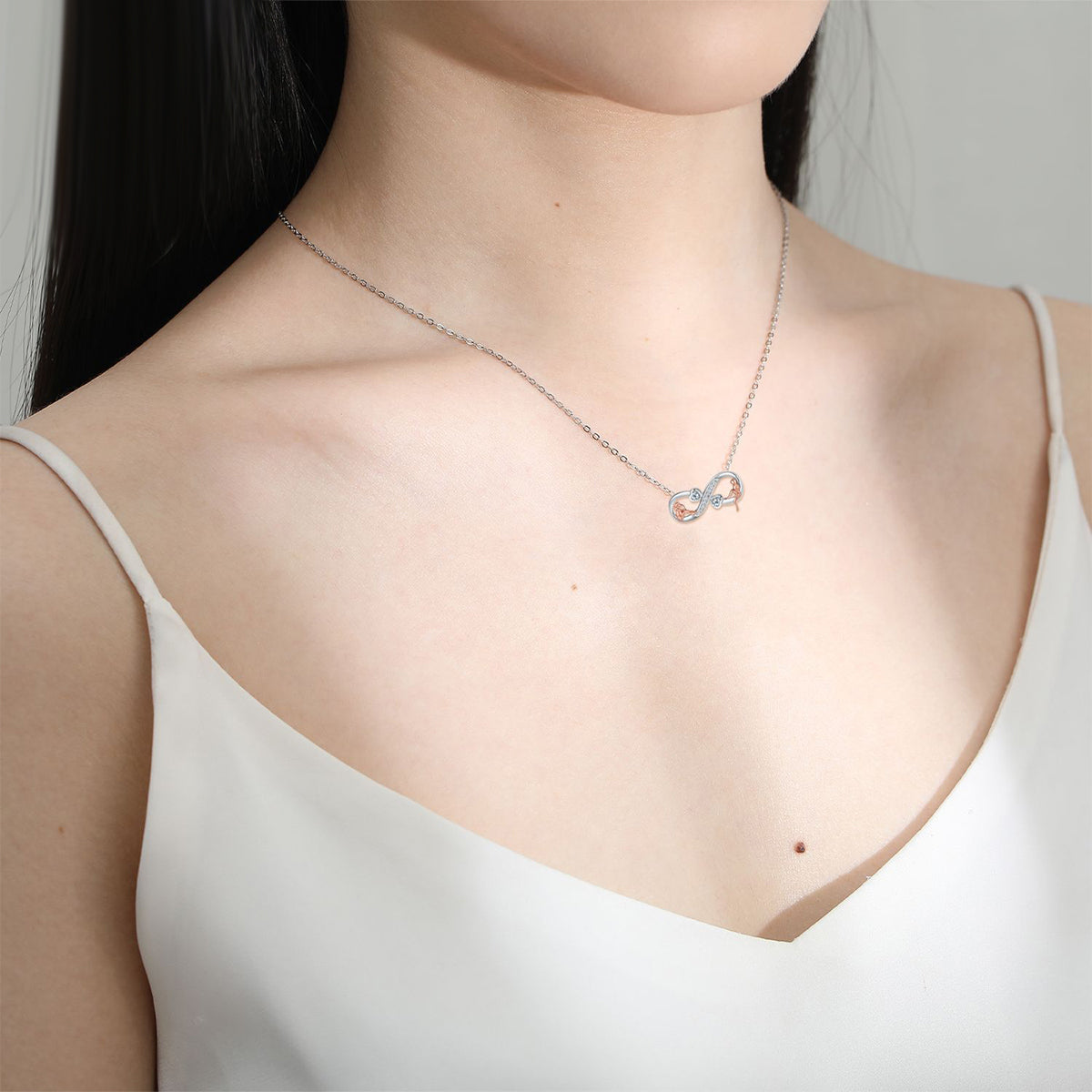 Copper With Silver/Rosegold Plated Infinity Pendant Necklace