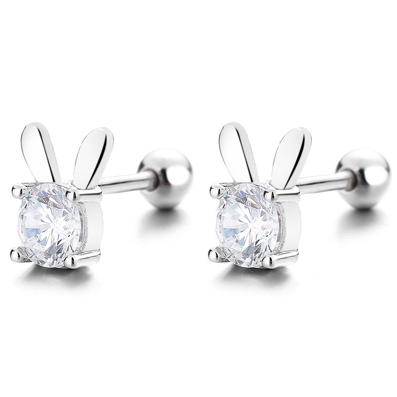 925 Sterling Silver Zircon Screw Back Stud Earrings