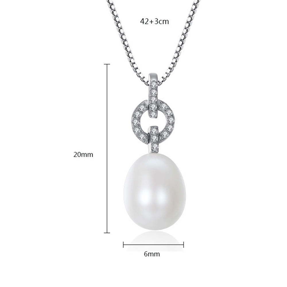 925 Sterling Silver Natural Pearl Drop Necklace Fashion Jewelry Gift for Women Girls