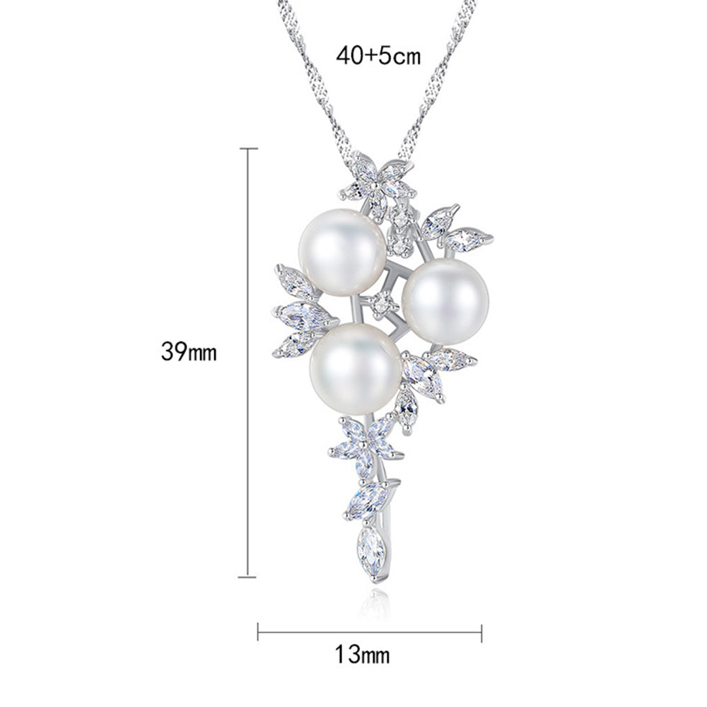 925 Sterling Silver Natural Pearl Drop Necklace Fashion Jewelry Gift for Women Girls