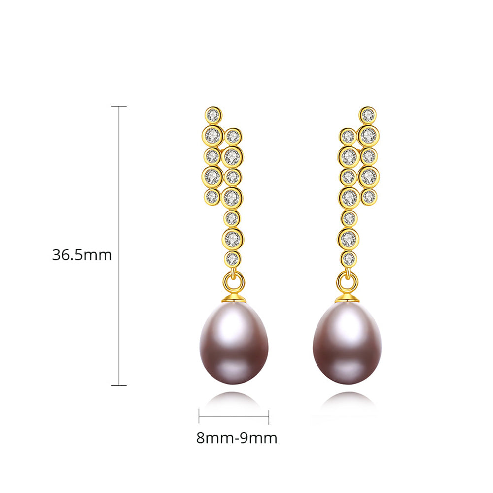 925 Sterling Silver Natural Pearl Drop Earrings Fashion Jewelry Gift for Women Girls