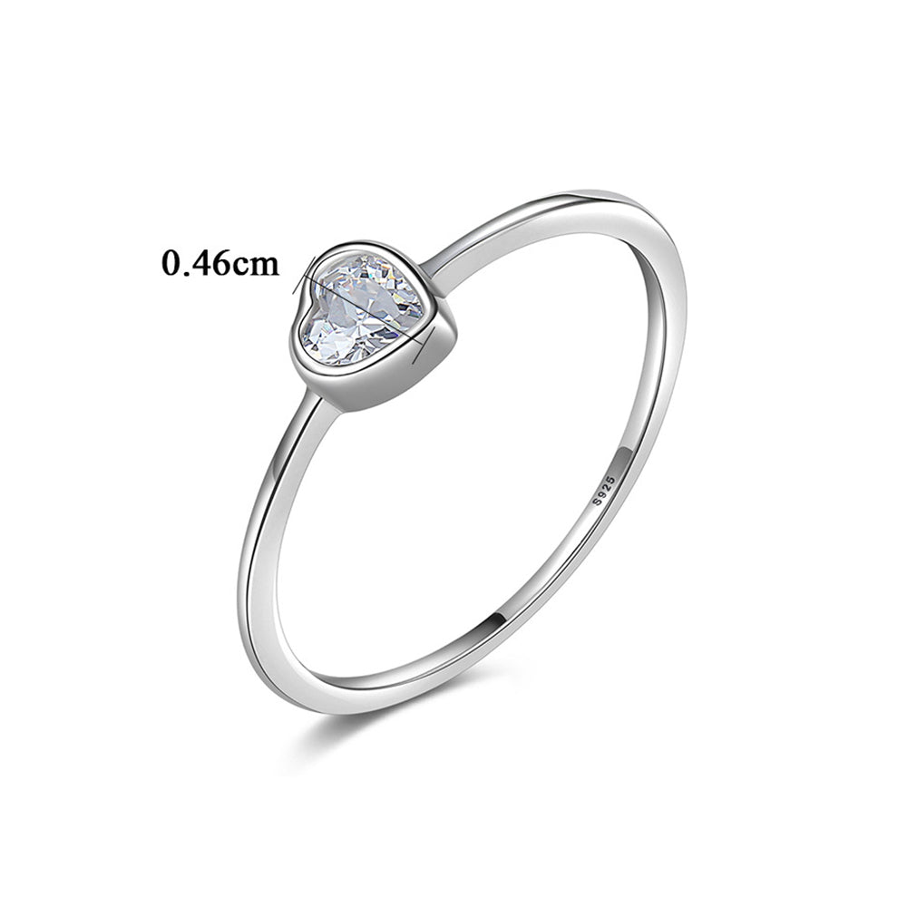 925 Sterling Silver Heart Ring Fashion Jewelry Gift for Women Girls