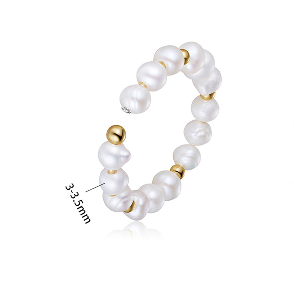 Anillo de perla natural de plata de ley 925, joyería de moda, regalo para mujeres y niñas.