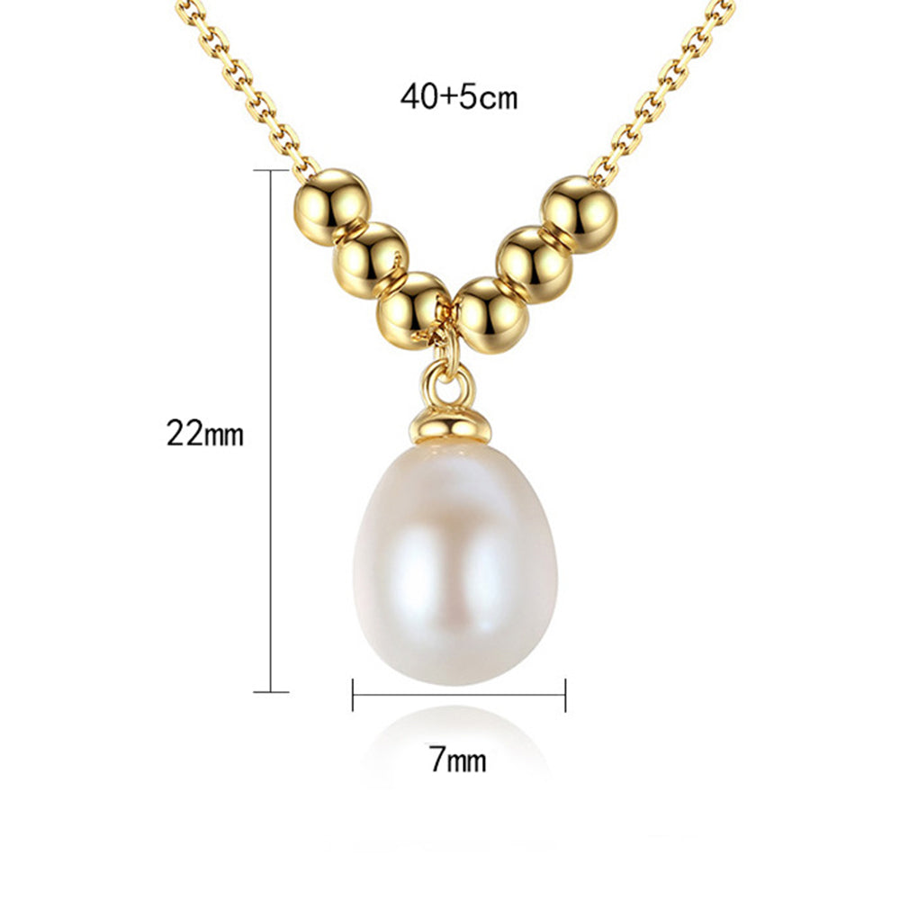 925 Sterling Silver Natural Pearl Drop Necklace Fashion Jewelry Gift for Women Girls