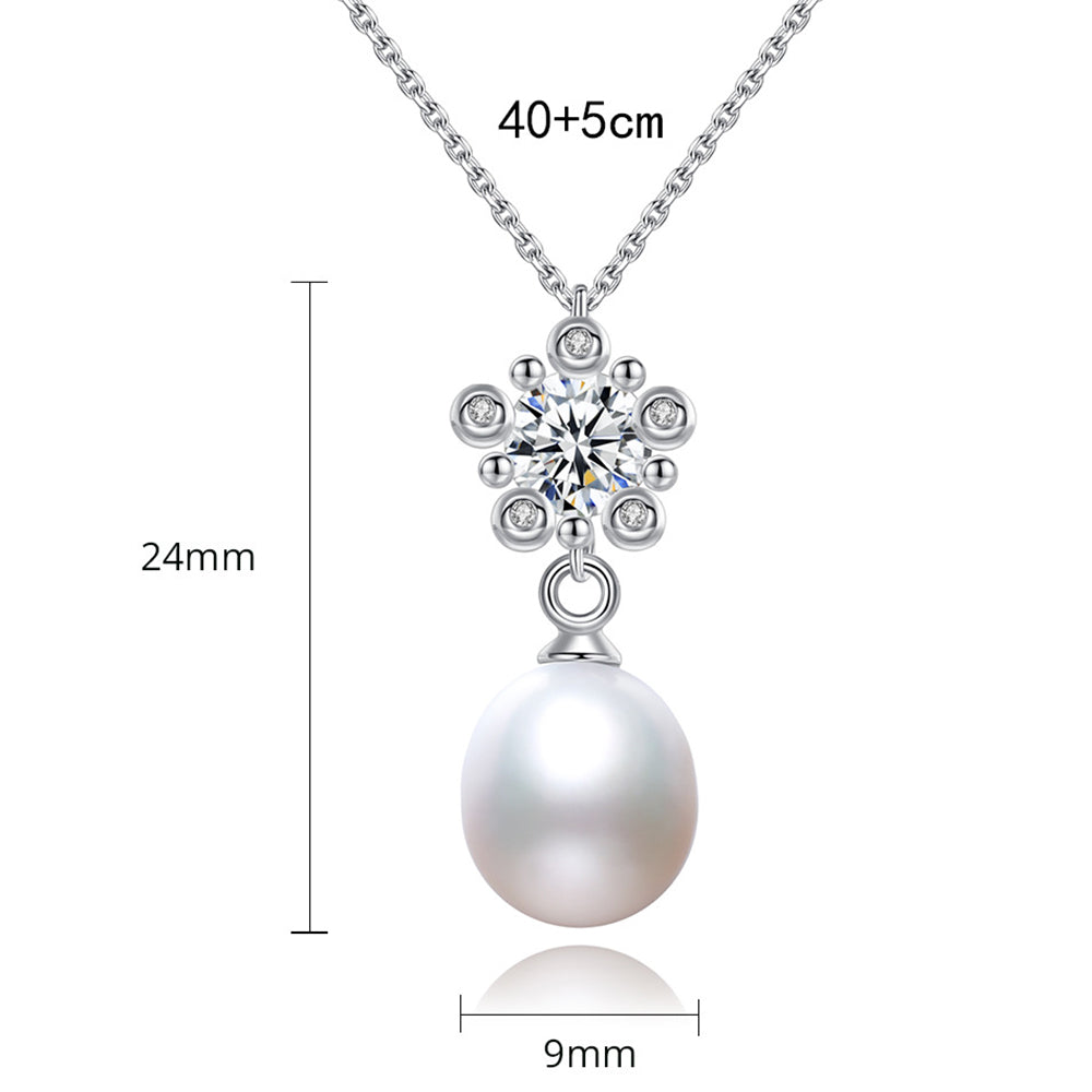 925 Sterling Silver Natural Pearl Drop Necklace Fashion Jewelry Gift for Women Girls