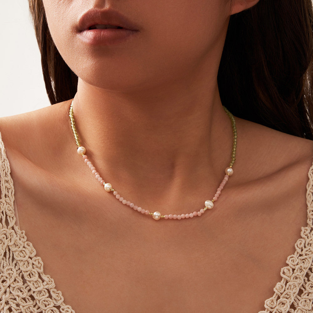 925 Sterling Silver Natural Pearl Necklace Fashion Jewelry Gift for Women Girls