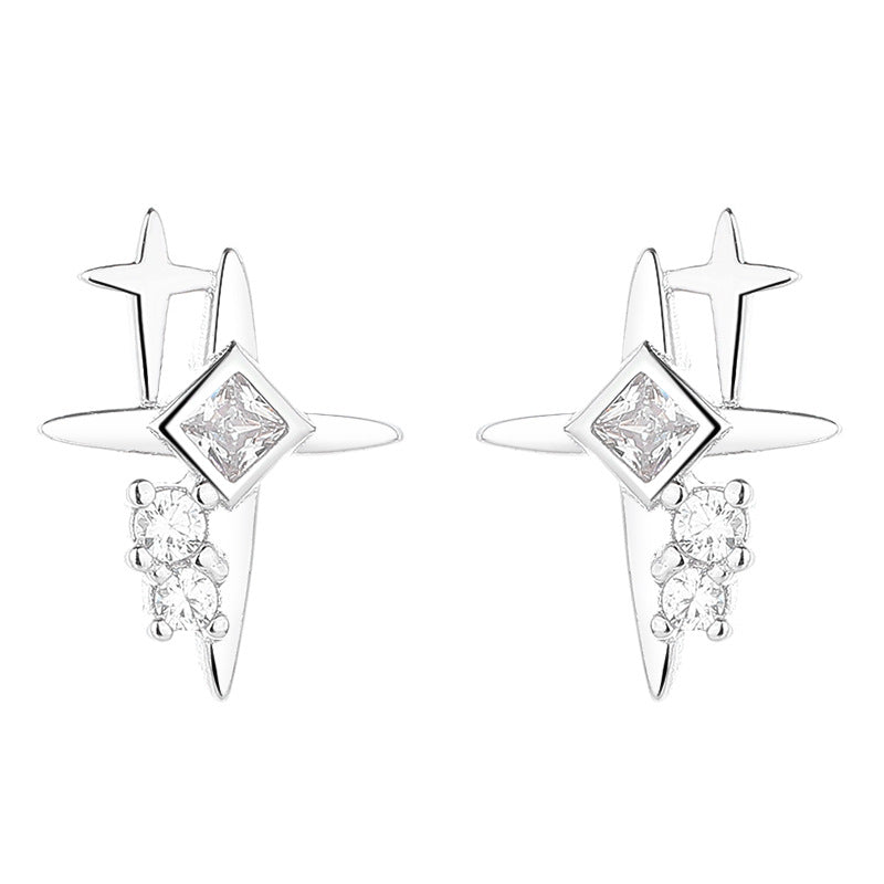 925 Sterling Silver Star Screw Back Stud Earrings