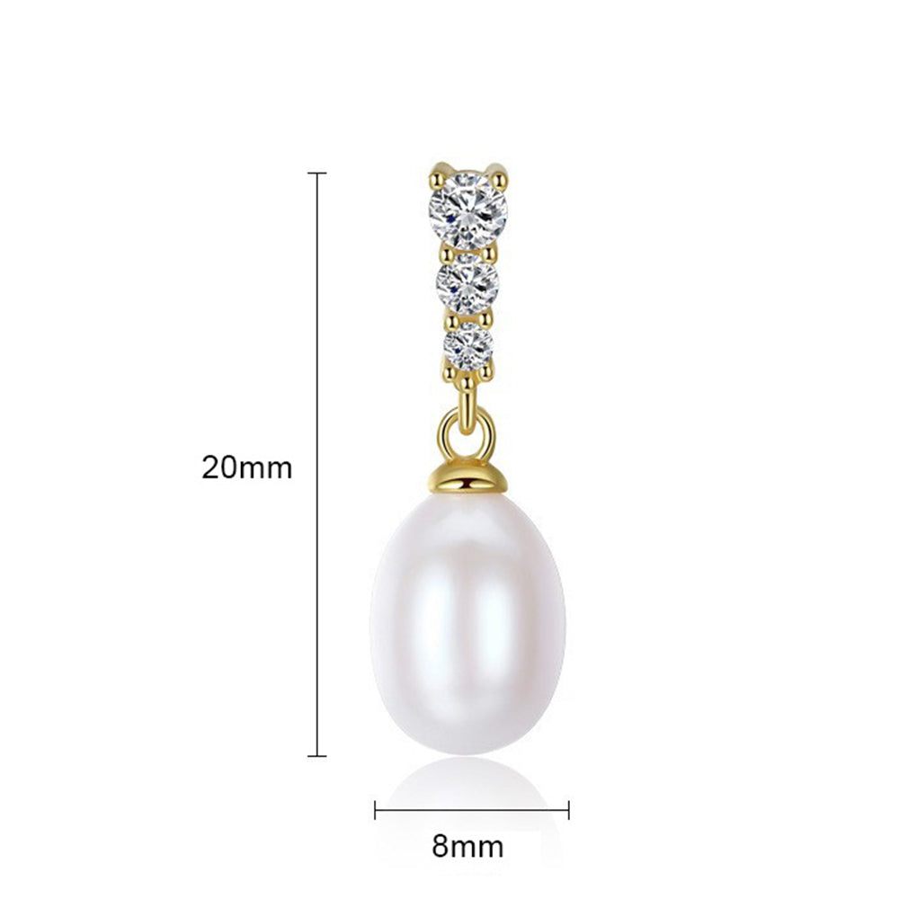 925 Sterling Silver Natural Pearl Drop Earrings Fashion Jewelry Gift for Women Girls