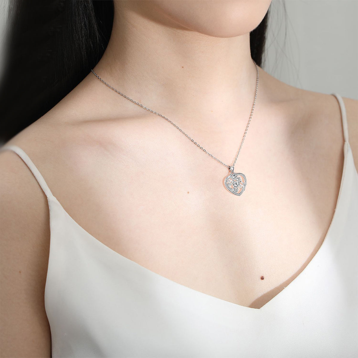 Copper With Silver Plated Heart Pendant Necklace for Women