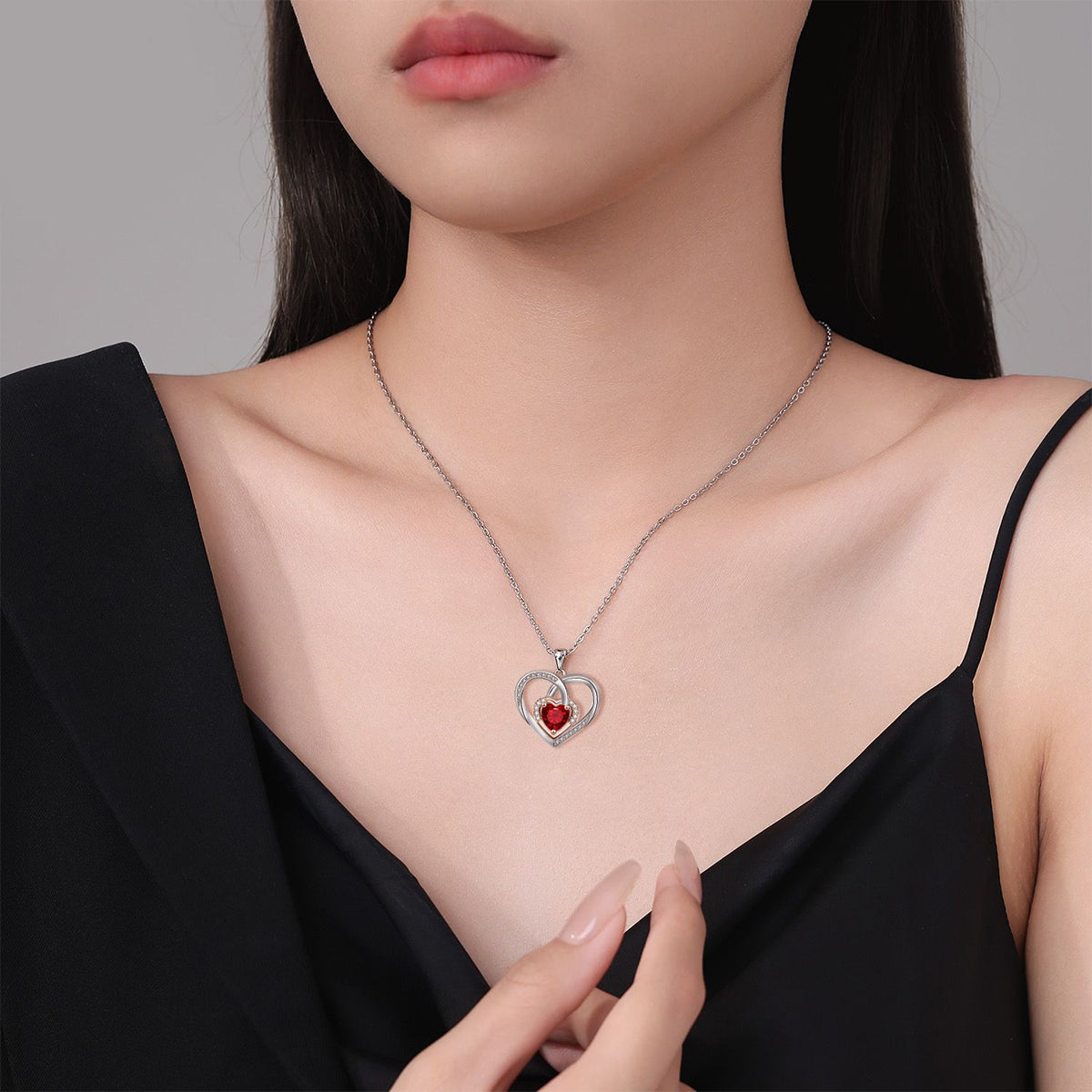 Copper With Silver/Rosegold Plated Heart Pendant Necklace