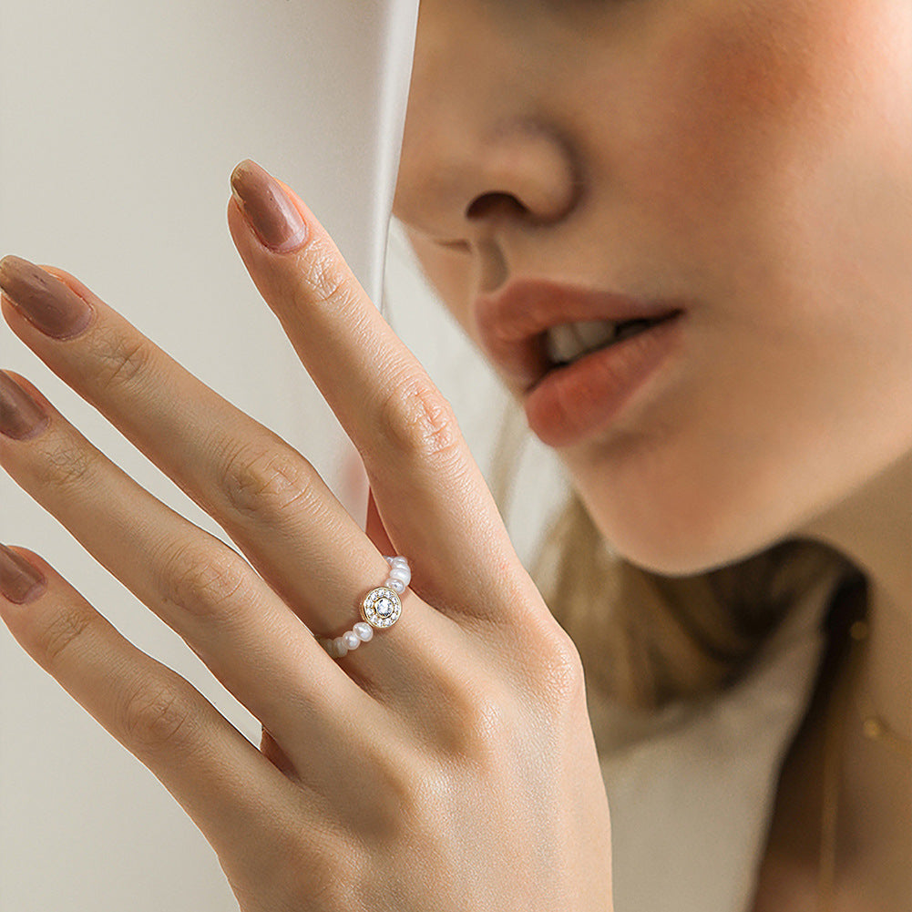 Anillo de perla natural de plata de ley 925, joyería de moda, regalo para mujeres y niñas.