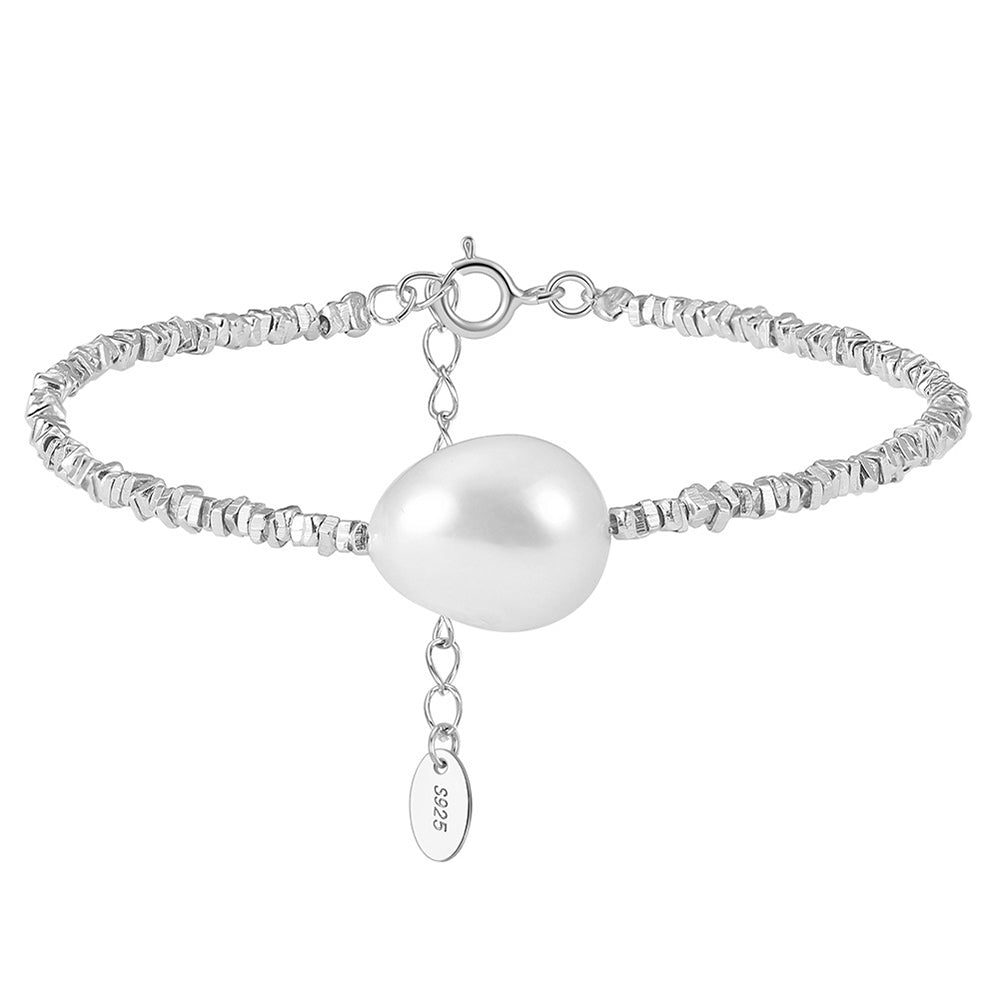 925 Sterling Silver Pearl Bracelet Fashion Jewelry Gift for Women Girls