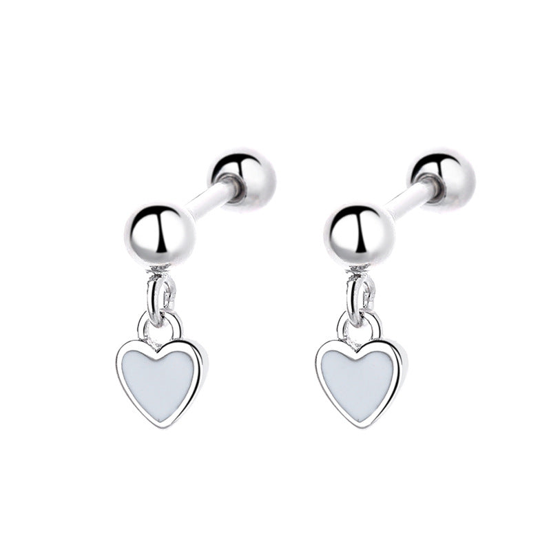 925 Sterling Silver Heart Screw Back Stud Earrings