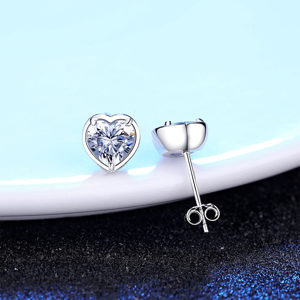 925 Sterling Silver Heart Earrings Fashion Jewelry Gift for Women Girls