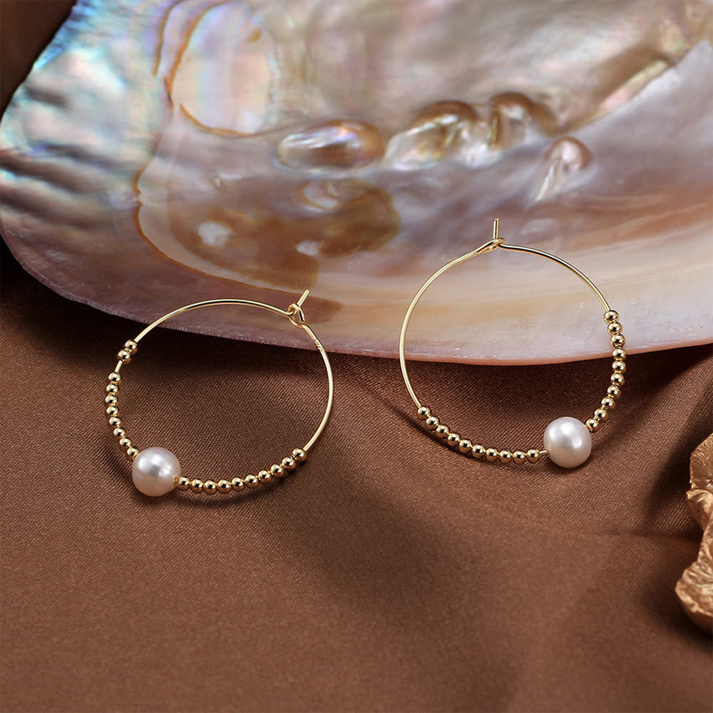 925 Sterling Silver Natural Pearl Earrings Fashion Jewelry Gift for Women Girl