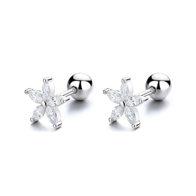 925 Sterling Silver Star Screw Back Stud Earrings