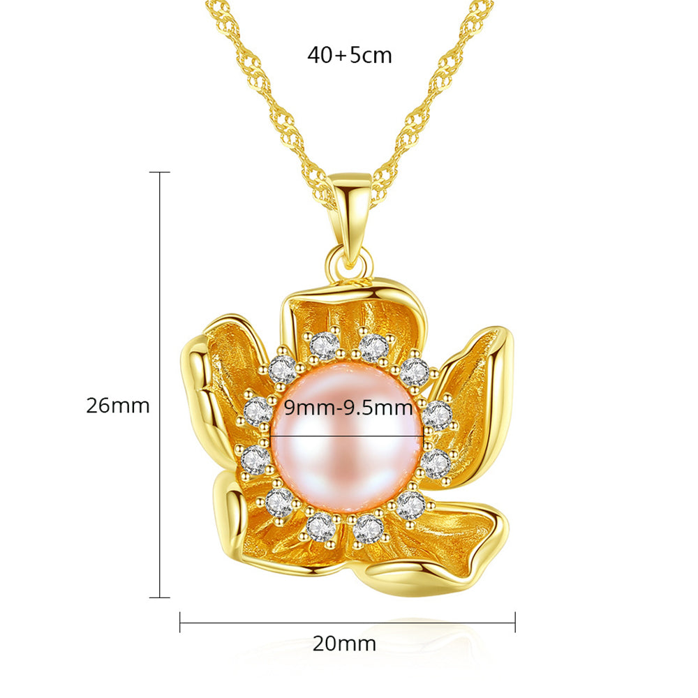 925 Sterling Silver Natural Pearl Drop Necklace Fashion Jewelry Gift for Women Girls