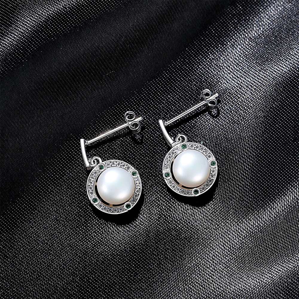 925 Sterling Silver Natural Pearl Drop Earrings Fashion Jewelry Gift for Women Girls