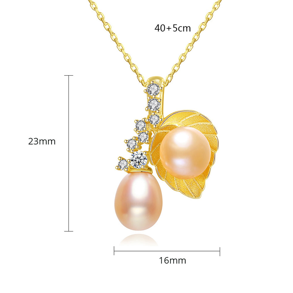 925 Sterling Silver Natural Pearl Drop Necklace Fashion Jewelry Gift for Women Girls