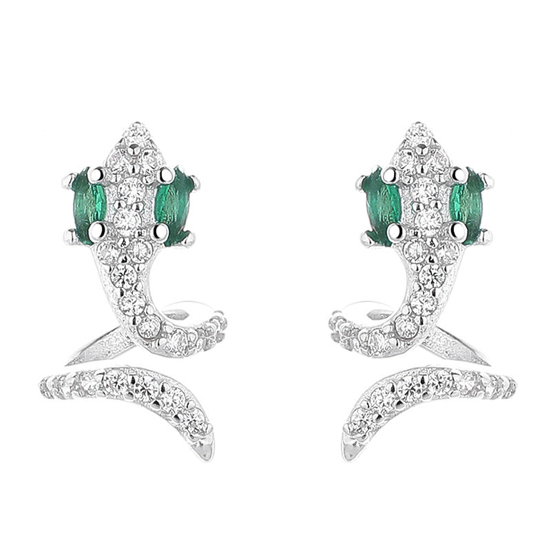 925 Sterling Silver Snake Screw Back Stud Earrings