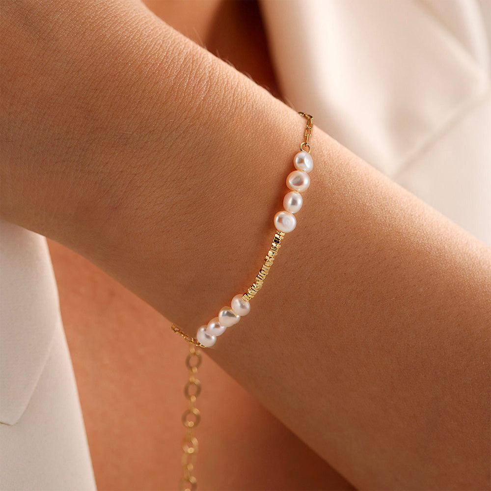 925 Sterling Silver Pearl Bracelet Fashion Jewelry Gift for Women Girls