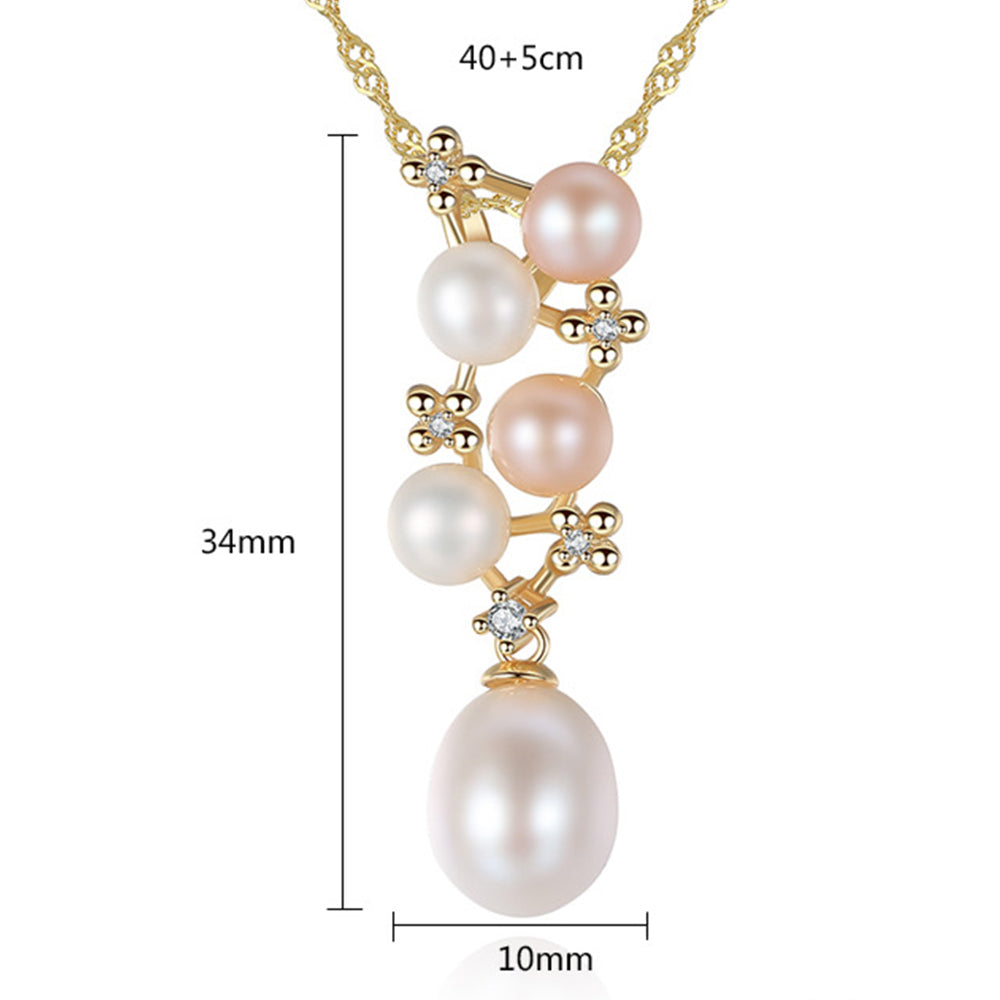 925 Sterling Silver Natural Pearl Drop Necklace Fashion Jewelry Gift for Women Girls