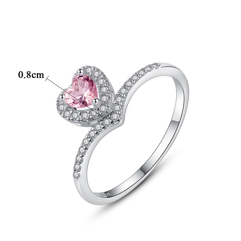 925 Sterling Silver Heart Ring Fashion Jewelry Gift for Women Girls