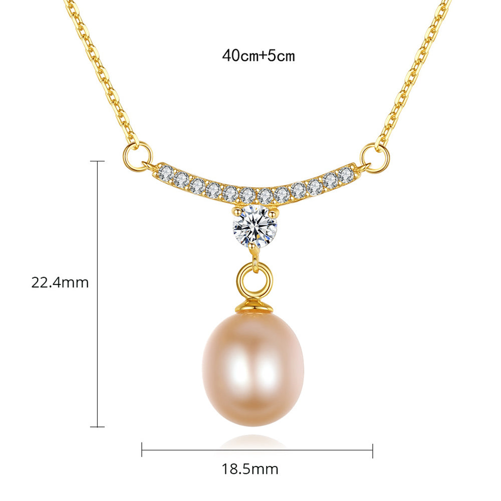 925 Sterling Silver Natural Pearl Drop Necklace Fashion Jewelry Gift for Women Girls