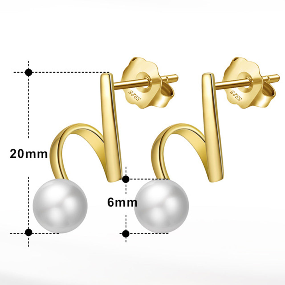925 Sterling Silver Natural Pearl Earrings Fashion Jewelry Gift for Women Girl