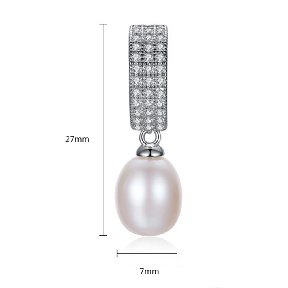925 Sterling Silver Natural Pearl Drop Earrings Fashion Jewelry Gift for Women Girls
