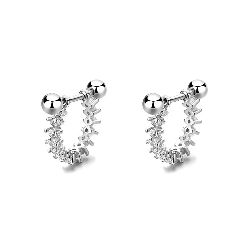925 Sterling Silver U Screw Back Stud Earrings