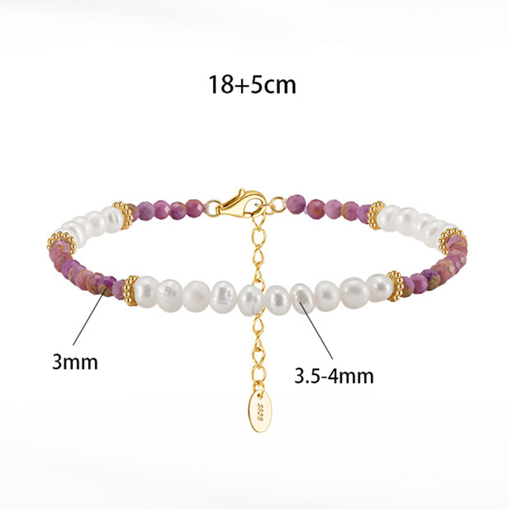 925 Sterling Silver Pearl Bracelet Fashion Jewelry Gift for Women Girls