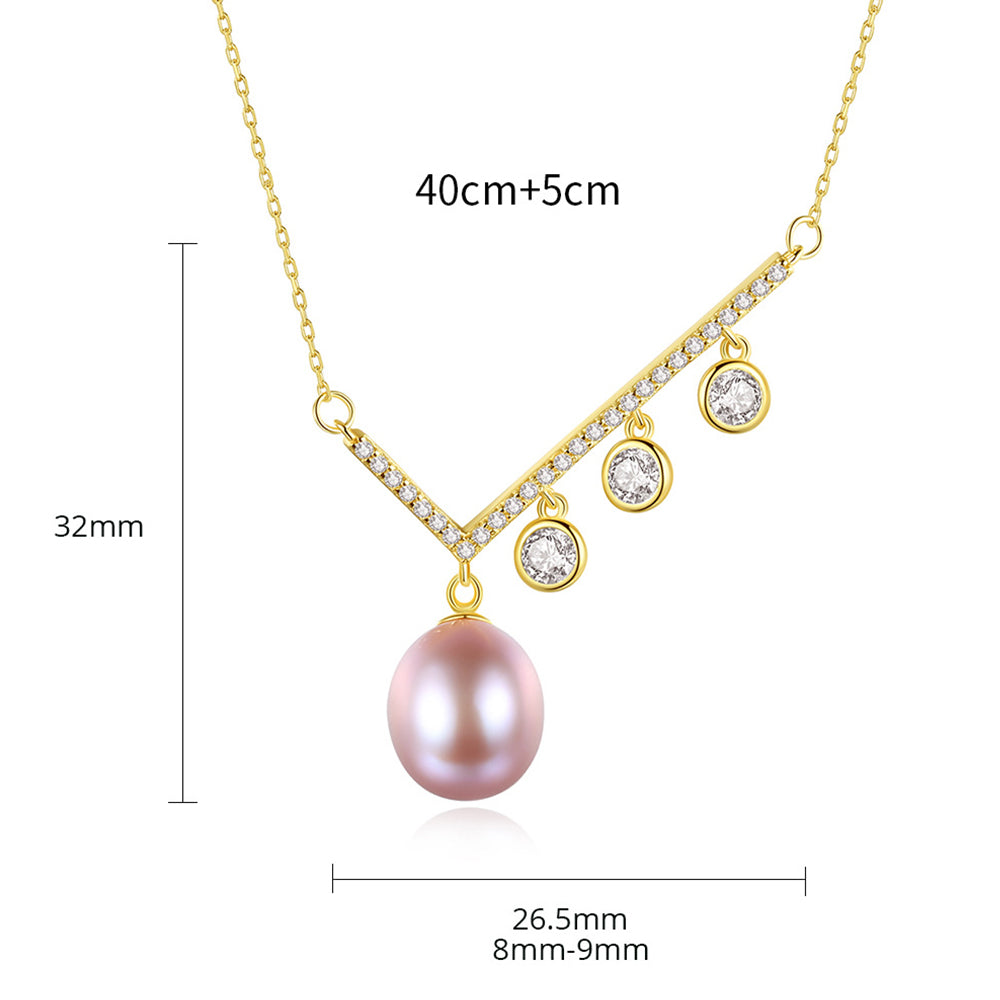 925 Sterling Silver Natural Pearl Drop Necklace Fashion Jewelry Gift for Women Girls