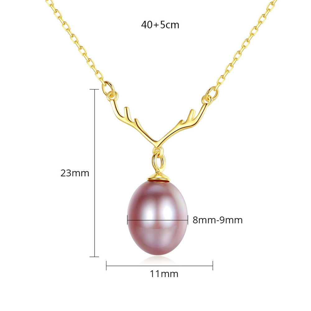925 Sterling Silver Natural Pearl Drop Necklace Fashion Jewelry Gift for Women Girls