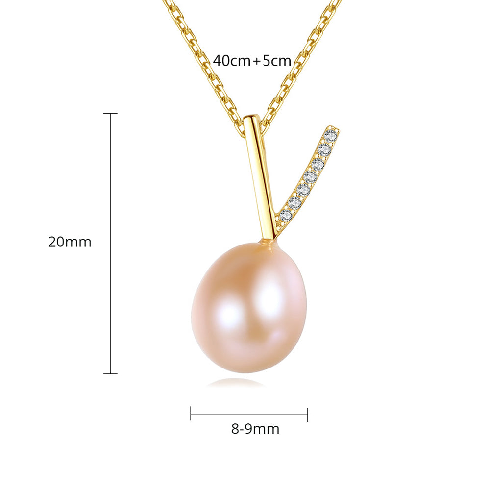 925 Sterling Silver Natural Pearl Drop Necklace Fashion Jewelry Gift for Women Girls