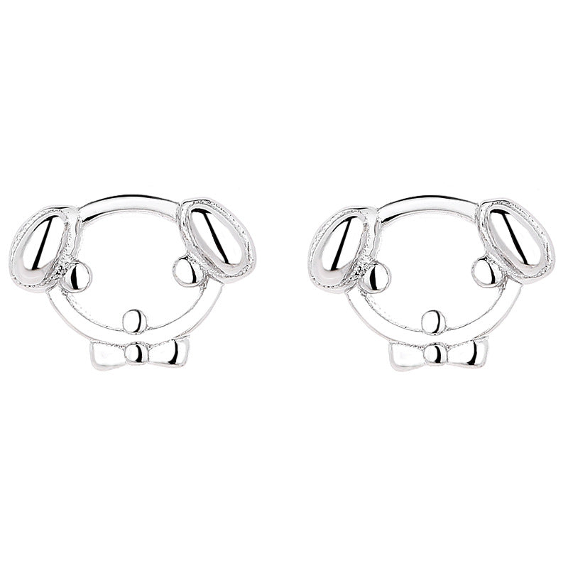 925 Sterling Silver Dog Screwed Earrings