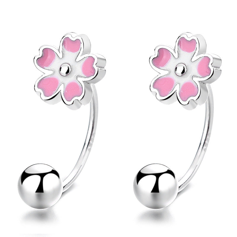925 Sterling Silver Flower Screw Back Stud Earrings