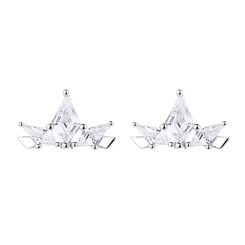 925 Sterling Silver Zircon Screw Back Stud Earrings