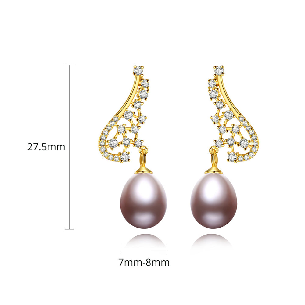 925 Sterling Silver Natural Pearl Drop Earrings Fashion Jewelry Gift for Women Girls