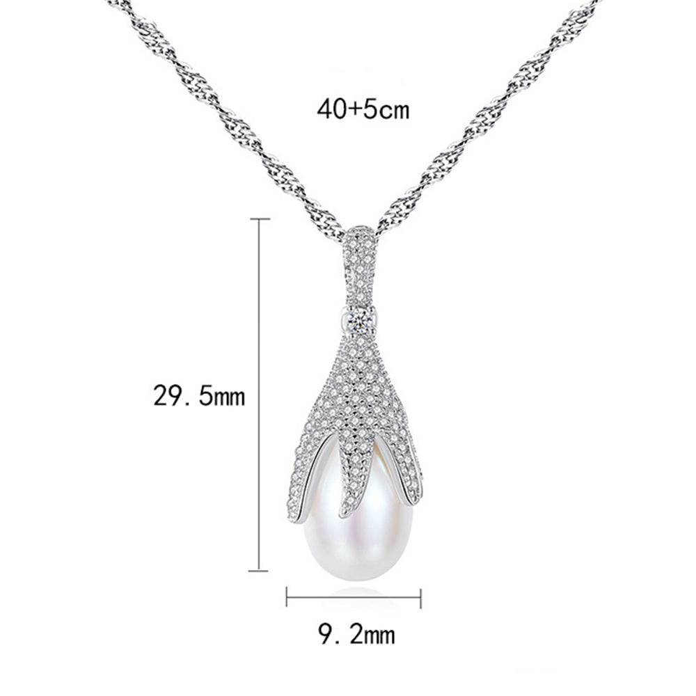 925 Sterling Silver Natural Pearl Drop Necklace Fashion Jewelry Gift for Women Girls
