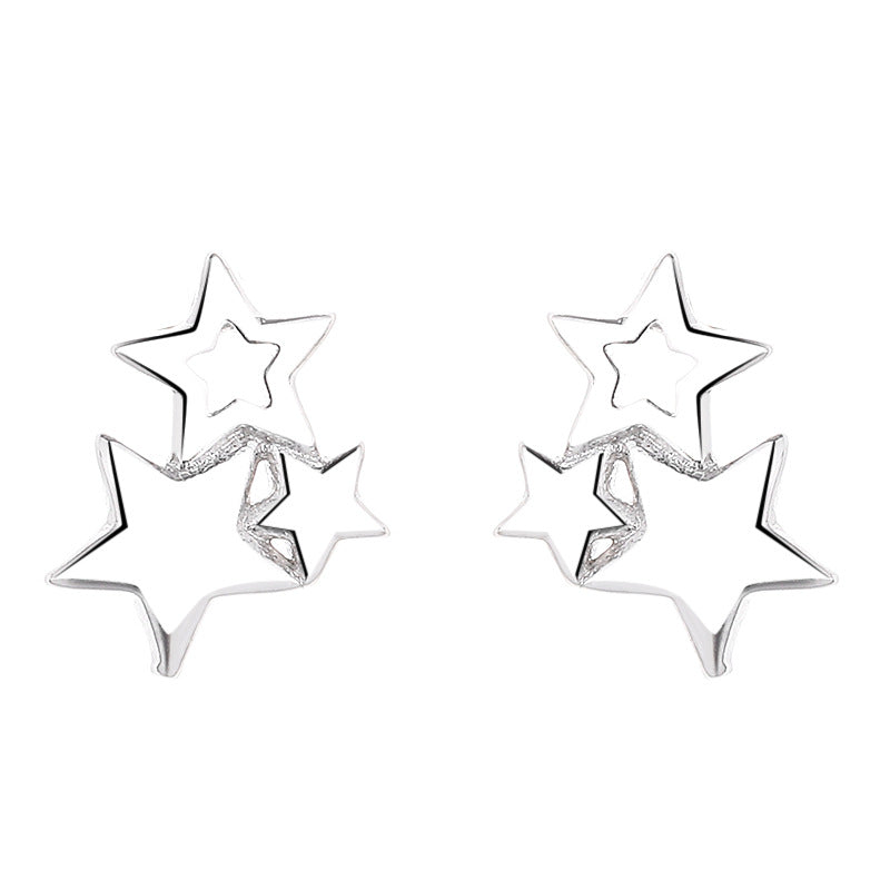 925 Sterling Silver Star Screw Back Stud Earrings