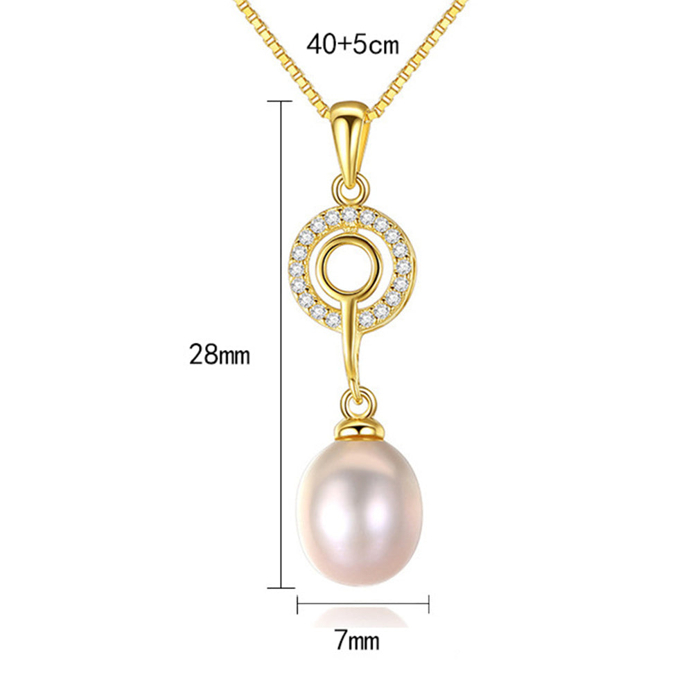 925 Sterling Silver Natural Pearl Drop Necklace Fashion Jewelry Gift for Women Girls