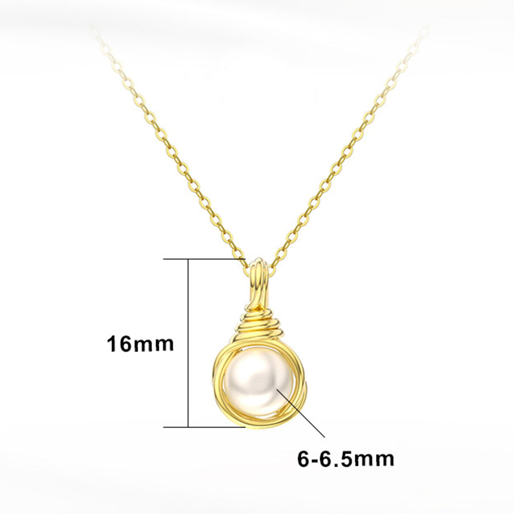 925 Sterling Silver Natural Pearl Necklace Fashion Jewelry Gift for Women Girls