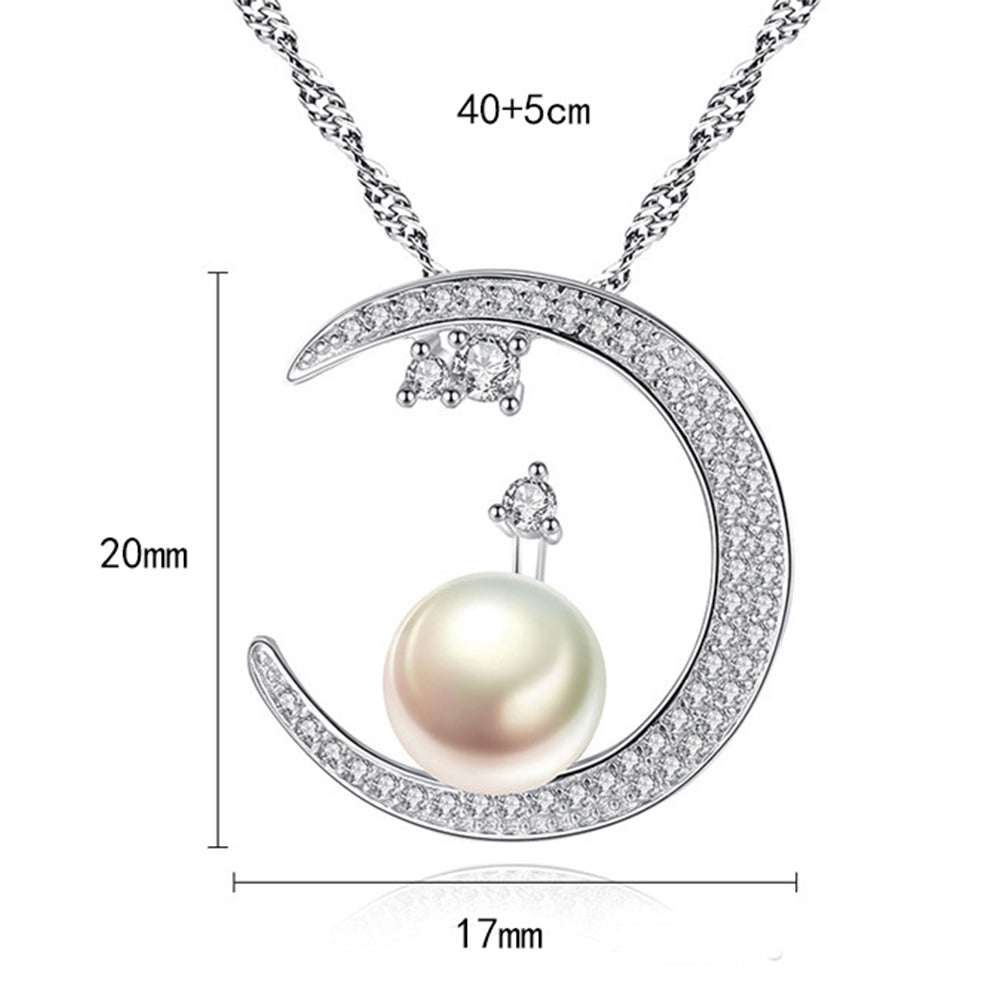 925 Sterling Silver Natural Pearl Drop Necklace Fashion Jewelry Gift for Women Girls